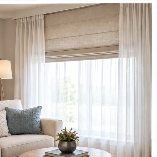 Why Do Roman Shades Work Well for Layering Over Sheer Curtains?