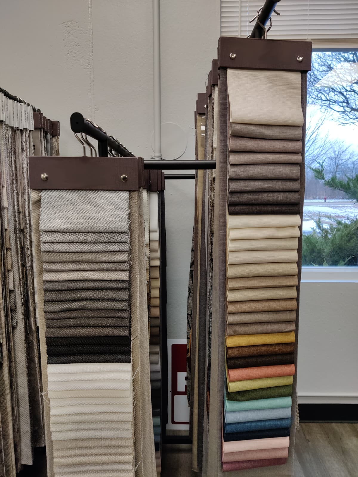 Horizontal and vertical blinds on display in the Aurora showroom